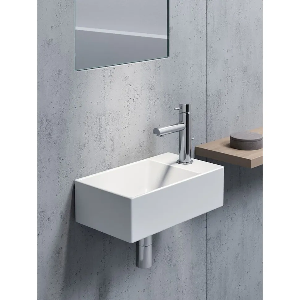 Pesuallas Interia Kube X 400x230 mm, hanareiällä, oikea/vasen, valkoinen