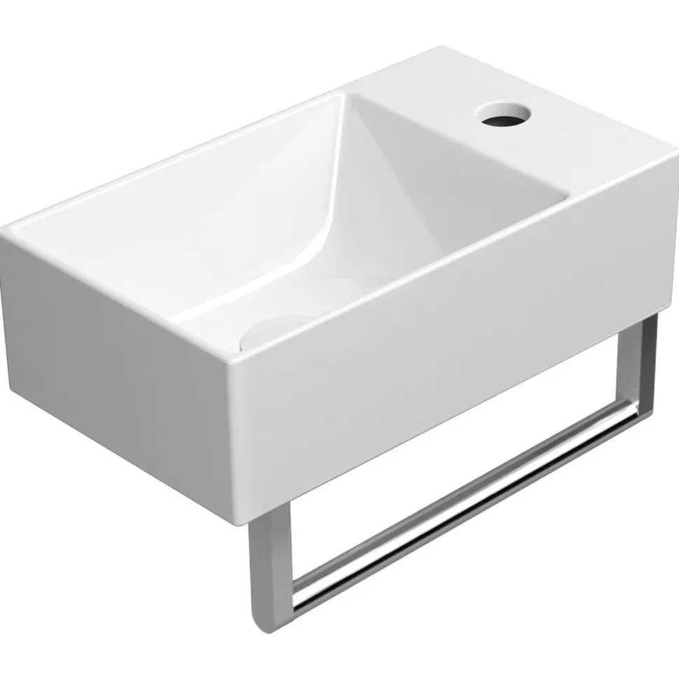 Pesuallas Interia Kube X 400x230 mm, hanareiällä, oikea/vasen, valkoinen