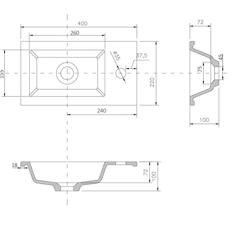 Pesuallas Interia LM 420 komposiittikivi 220 X 400 mm valkoinen
