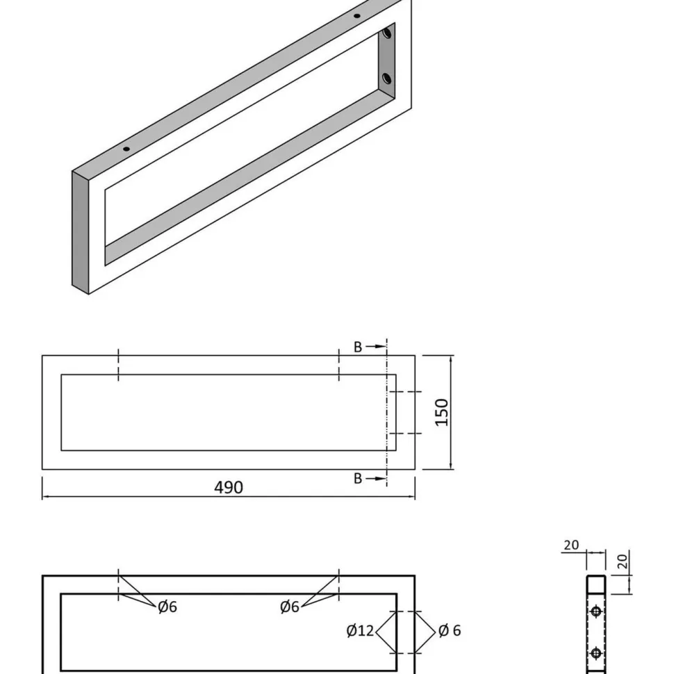 Pesualtaan kannatin Interia, 490x150x20mm, eri värejä