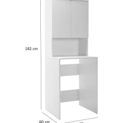 Pesukonekaappi Linento Furniture ADR-482-BB-1, leveys 65cm, korkeus 182 cm, valkoinen