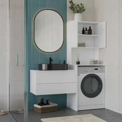 Pesukonekaappi Linento Furniture ADR-482-BB-1, leveys 65cm, korkeus 182 cm, valkoinen