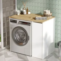 Pesukonepöytä Linento Furniture SA1 60 cm valkoinen/ruskea
