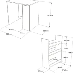 Pesukonepöytä Linento Furniture SA1 60 cm valkoinen/ruskea