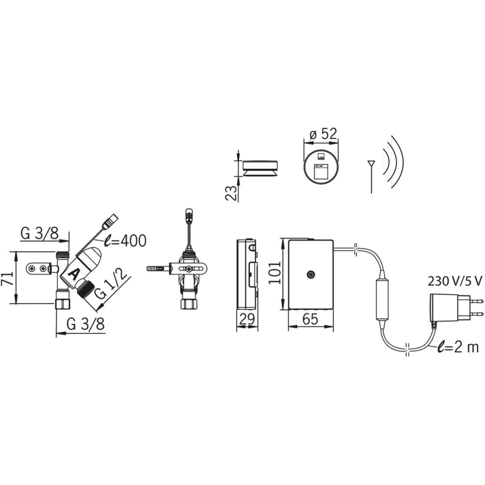 Pesukoneventtiili Oras 272101 elektroninen 230/5 V