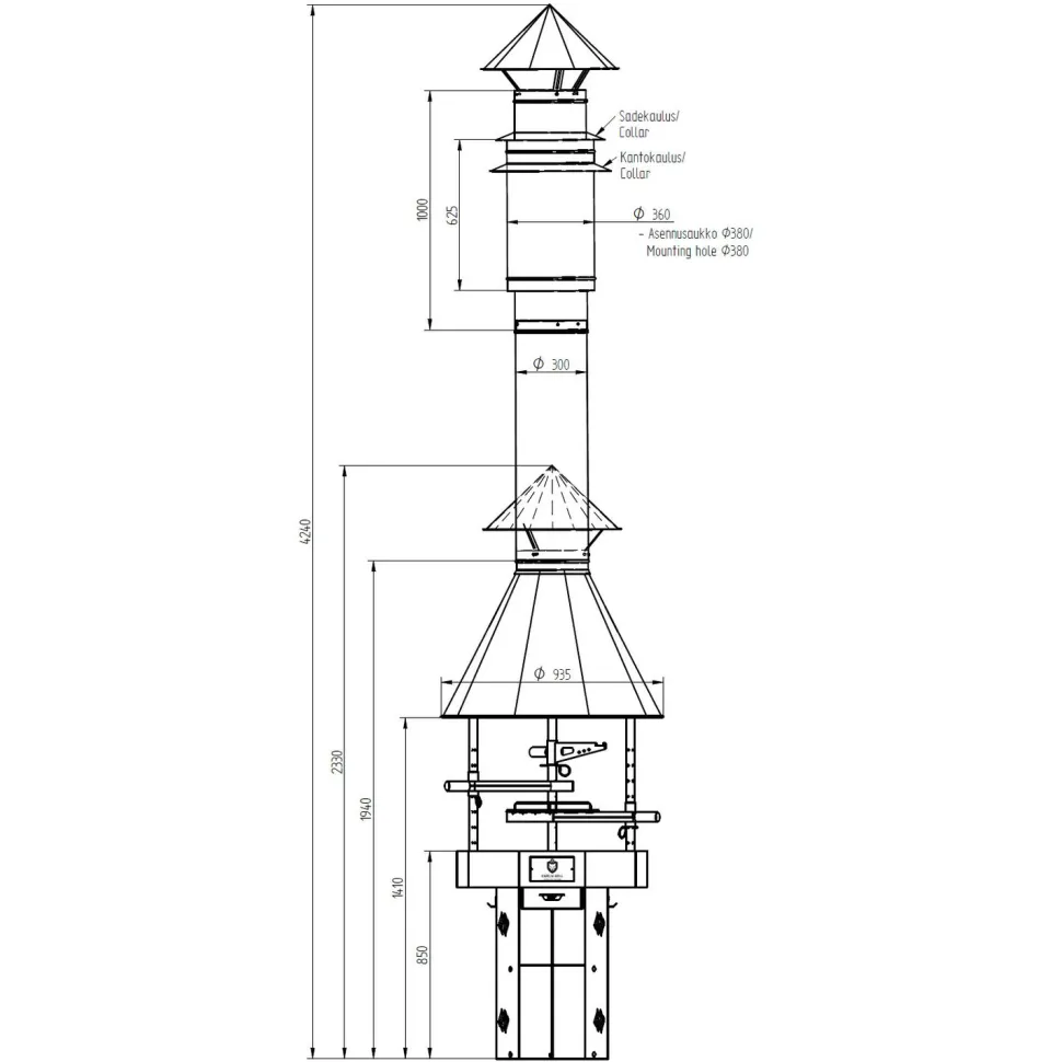 Pihagrilli Carelia Grill® 9K-80 korkea musta