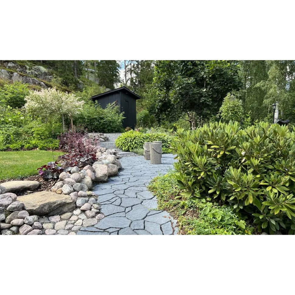 Pihakivi Rudus Luotokivi 336x246x80 mm profiloitu mustaharmaa
