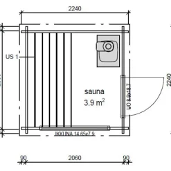 Pihasauna LP Garden Kuutio, 4.2m², pulpettikatto