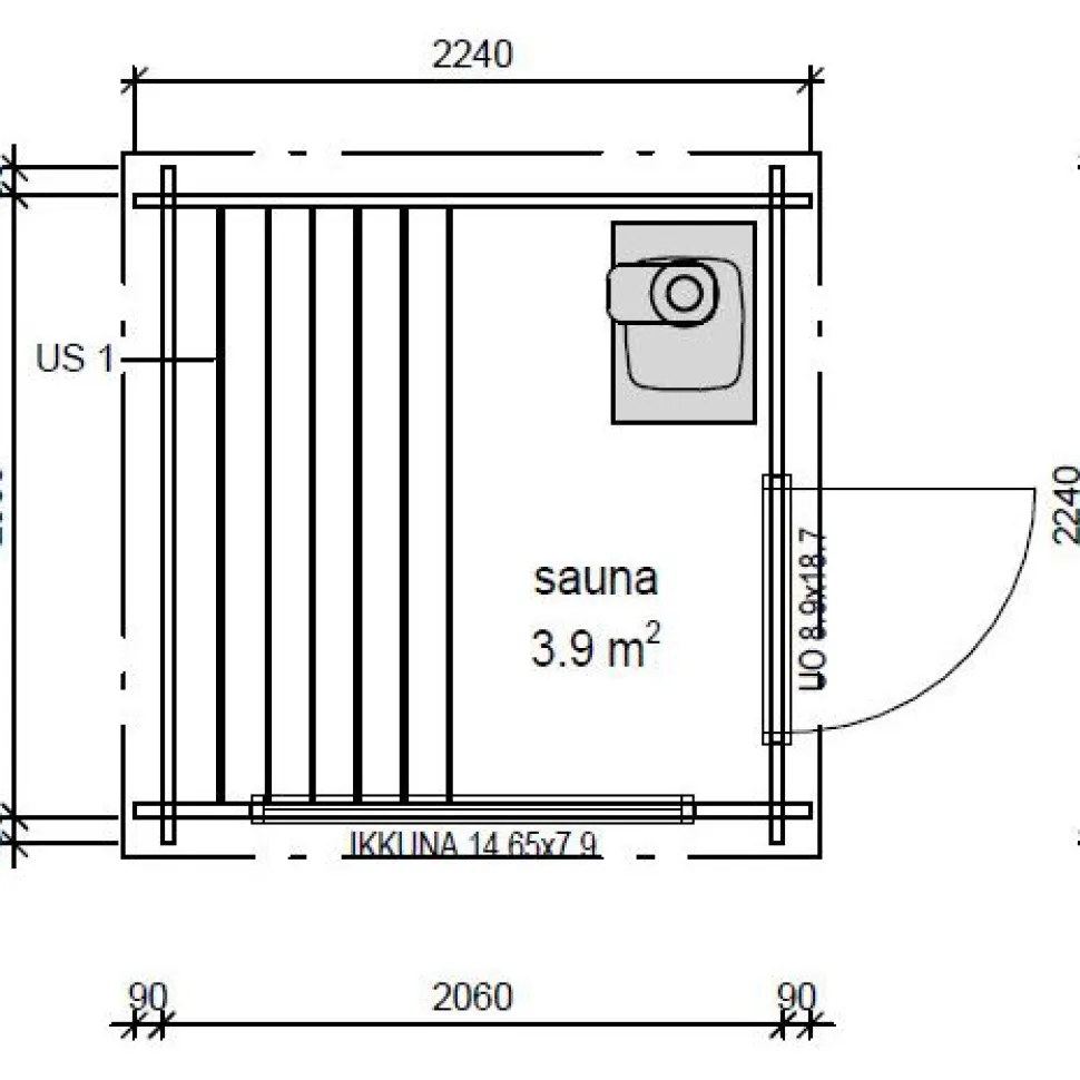 Pihasauna LP Garden Kuutio, 4.2m², pulpettikatto