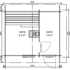 Pihasauna LP Garden Pallas, 11m², harjakattoinen