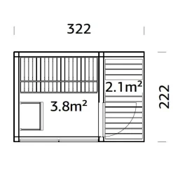 Pihasauna Palmako Sarah 3,8+2,1 m2