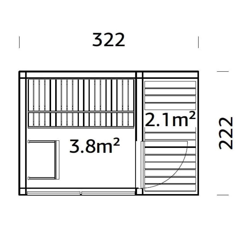 Pihasauna Palmako Sarah 3,8+2,1 m2