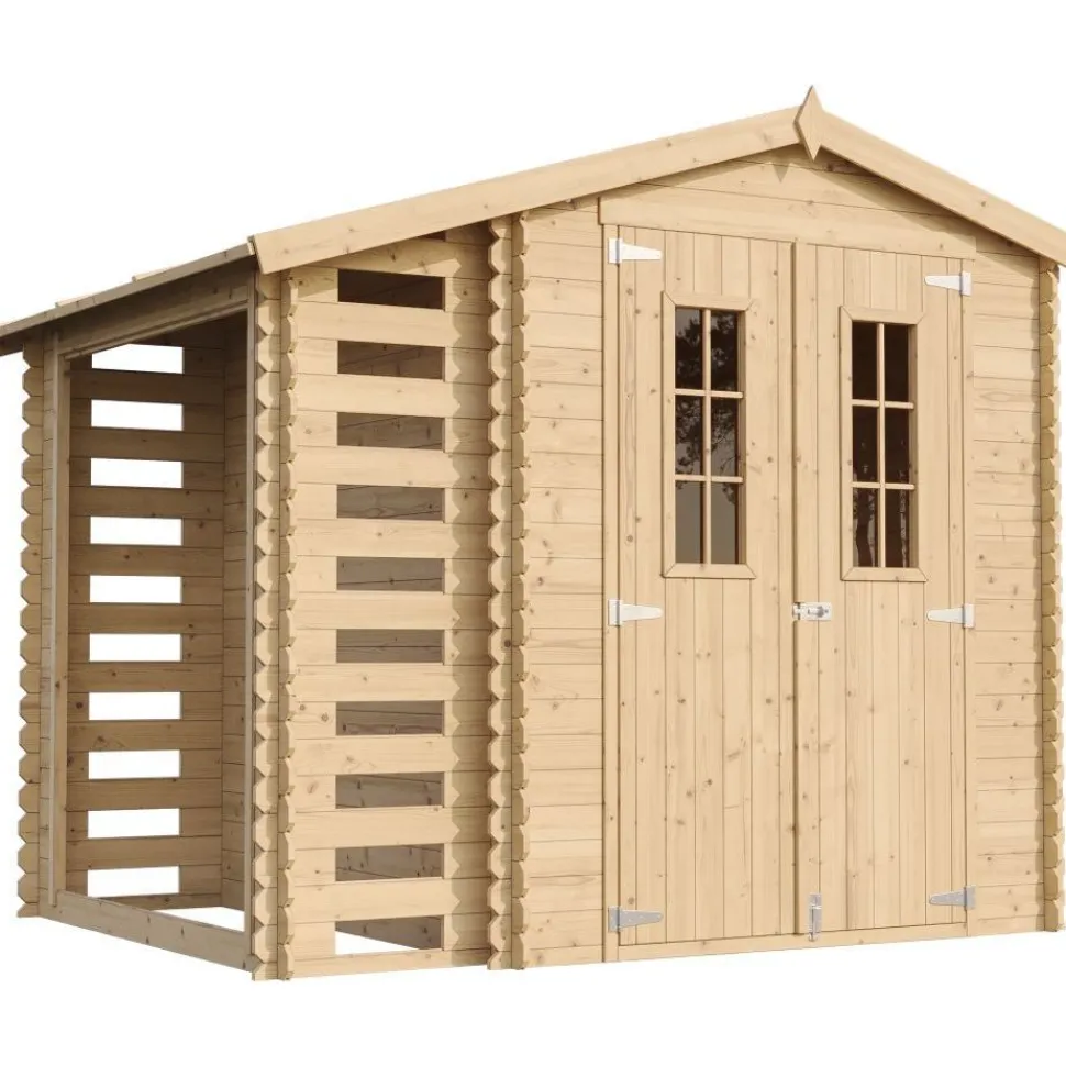 Pihavaja polttopuukatoksella Timbela M386C, 4.47m², eri vaihtoehtoja