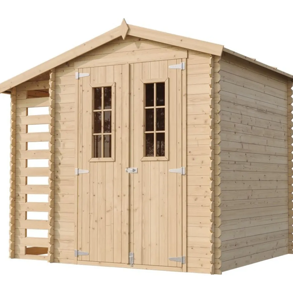 Pihavaja polttopuukatoksella Timbela M386C, 4.47m², eri vaihtoehtoja