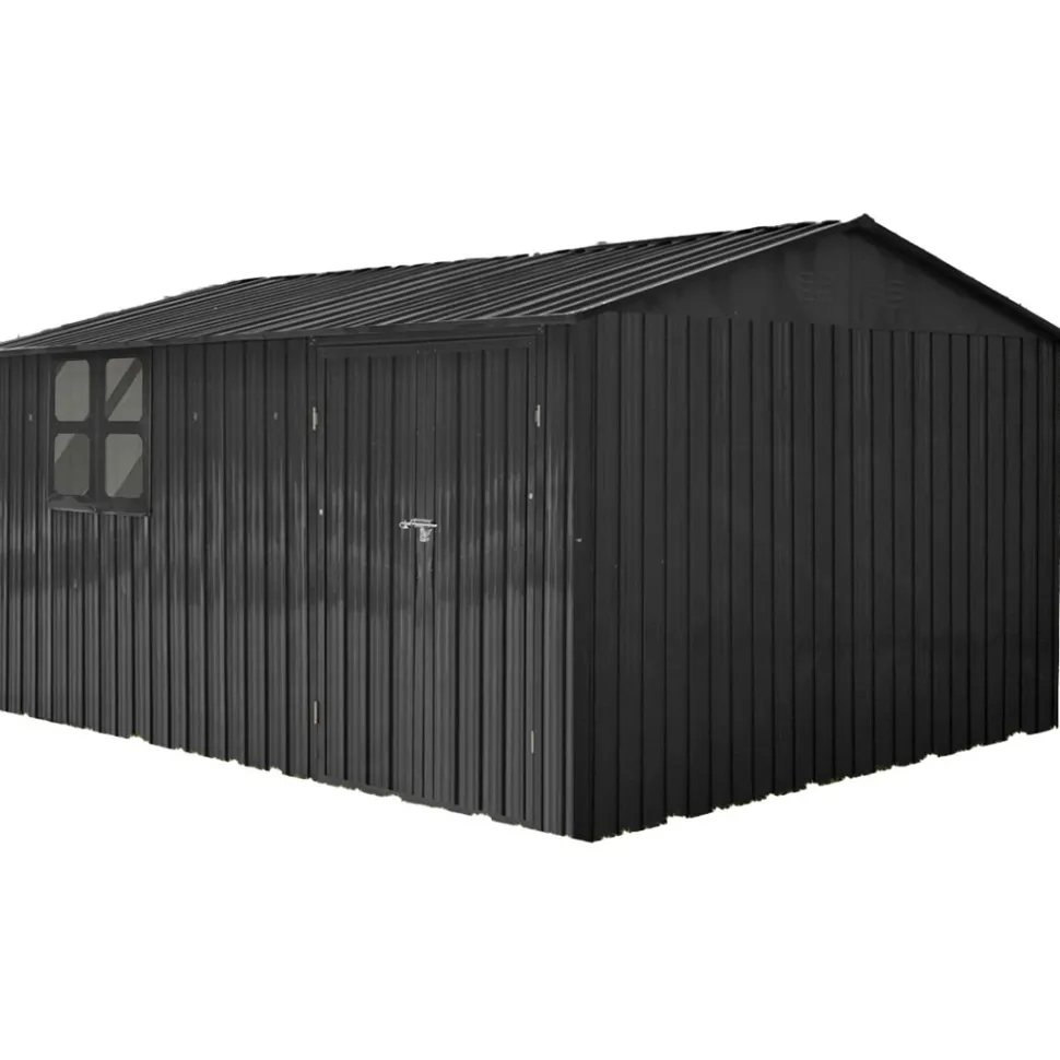 Pihavarasto Fornorth, 375x286x162cm, ikkuna, musta