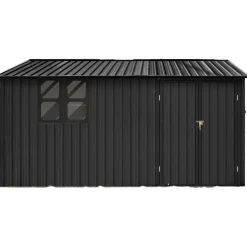 Pihavarasto Fornorth, 375x286x162cm, ikkuna, musta