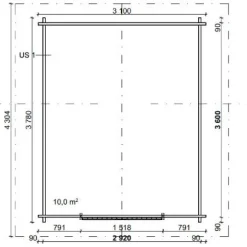 Pihavarasto/lato LP Garden S-M, 10.5m², suoraseinäinen