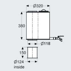 Piippusäiliö Schiedel Ø 115 mm piippuihin kirkas rst