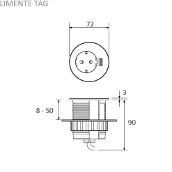Pistorasia Limente Tag-Slide USB A, IP20 240V