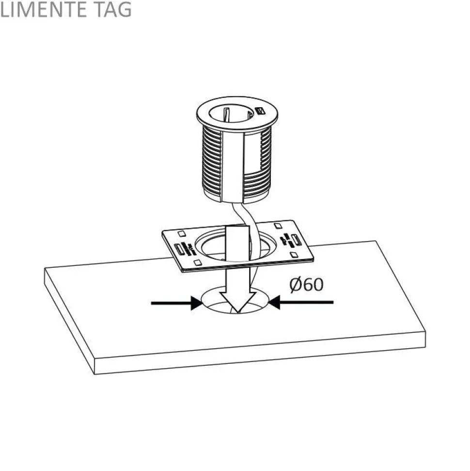 Pistorasia Limente Tag-Slide USB A, IP20 240V