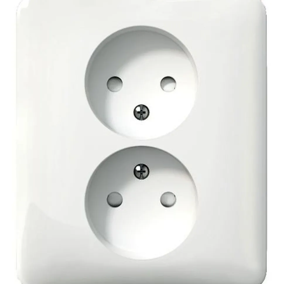 Pistorasia Schneider Electric Exxact, 2-osainen, peitelevyllä, maadoittamaton, ruuviliitos, valkoinen