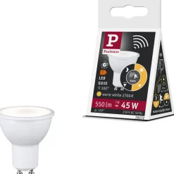 Polttimo Paulmann Standard 230V LED Reflector GU10 hämäräohjatulla liiketunnistimella (HF) 550lm 7W 2700K, mattavalkoinen