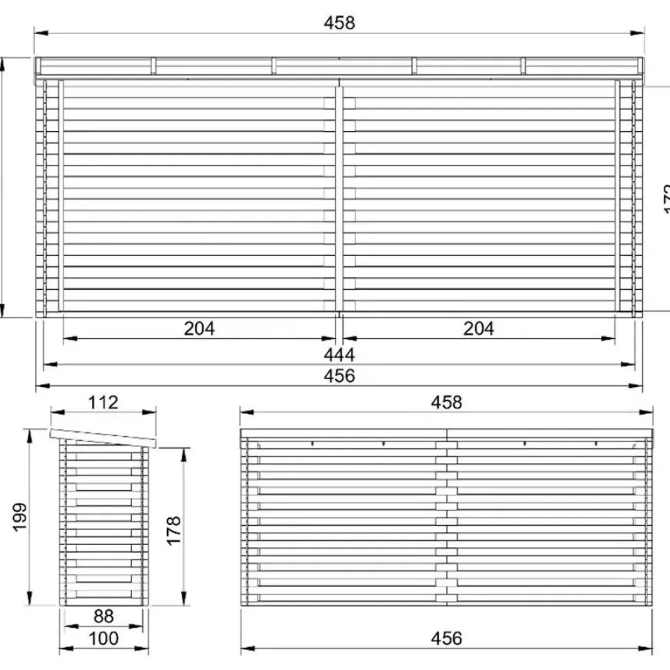 Polttopuukatos Timbela M202-M203, eri kokoja