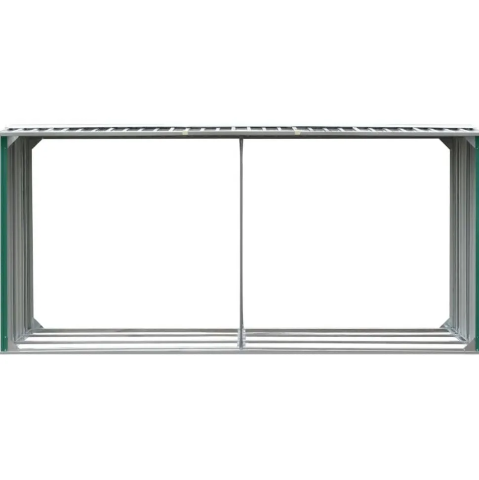 Polttopuukatos 330x92x153cm, galvanoitu teräs, vihreä