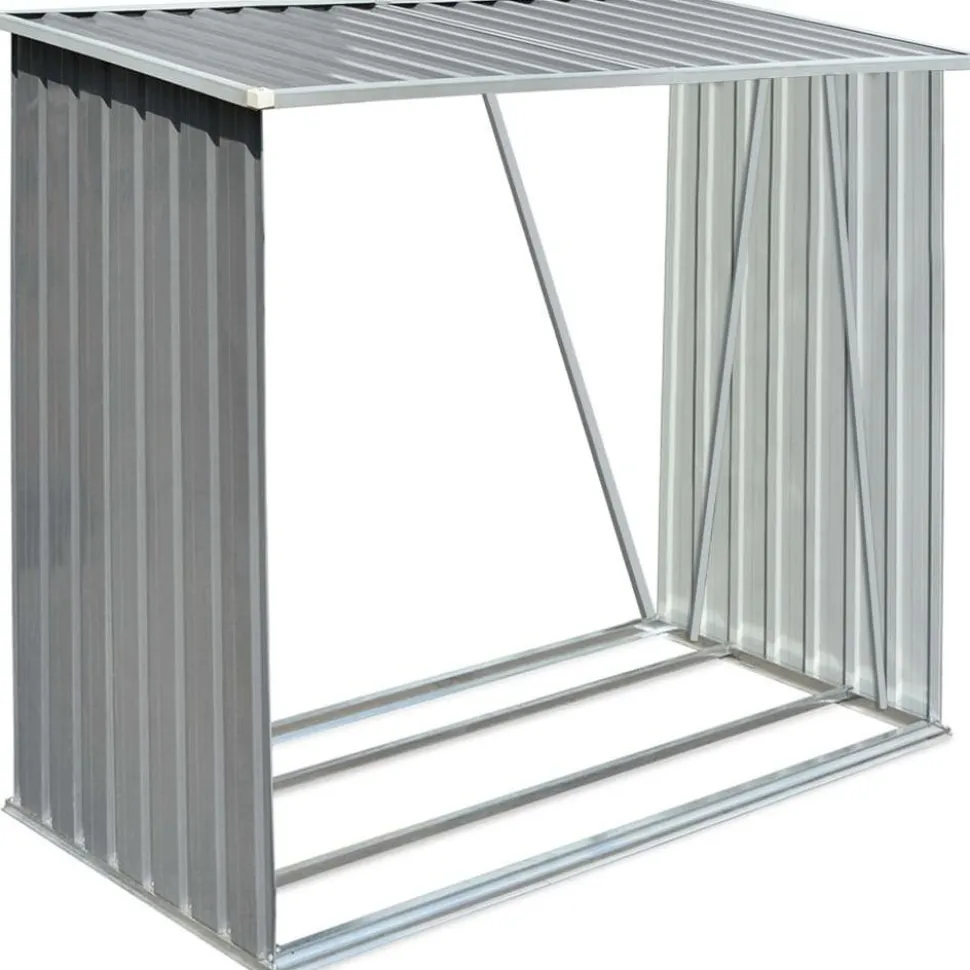 Polttopuukatos 163x83x154cm, galvanoitu teräs, harmaa