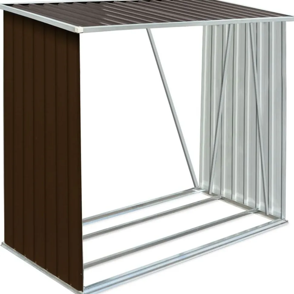 Polttopuukatos 163x83x154cm, galvanoitu teräs, ruskea