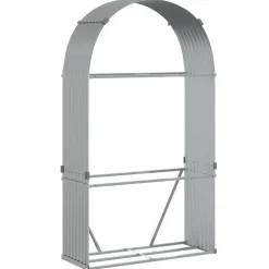 Polttopuuteline hopea 120x45x210 cm galvanoitu teräs