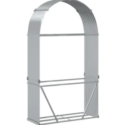 Polttopuuteline hopea 120x45x210 cm galvanoitu teräs