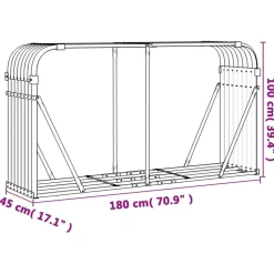 Polttopuuteline vaaleanharmaa 180x45x100 cm galvanoitu teräs