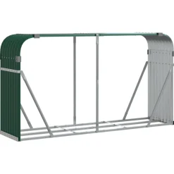 Polttopuuteline vihreä 180x45x100 cm galvanoitu teräs