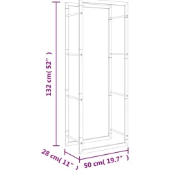 Polttopuuteline 50x28x132 cm ruostumaton teräs