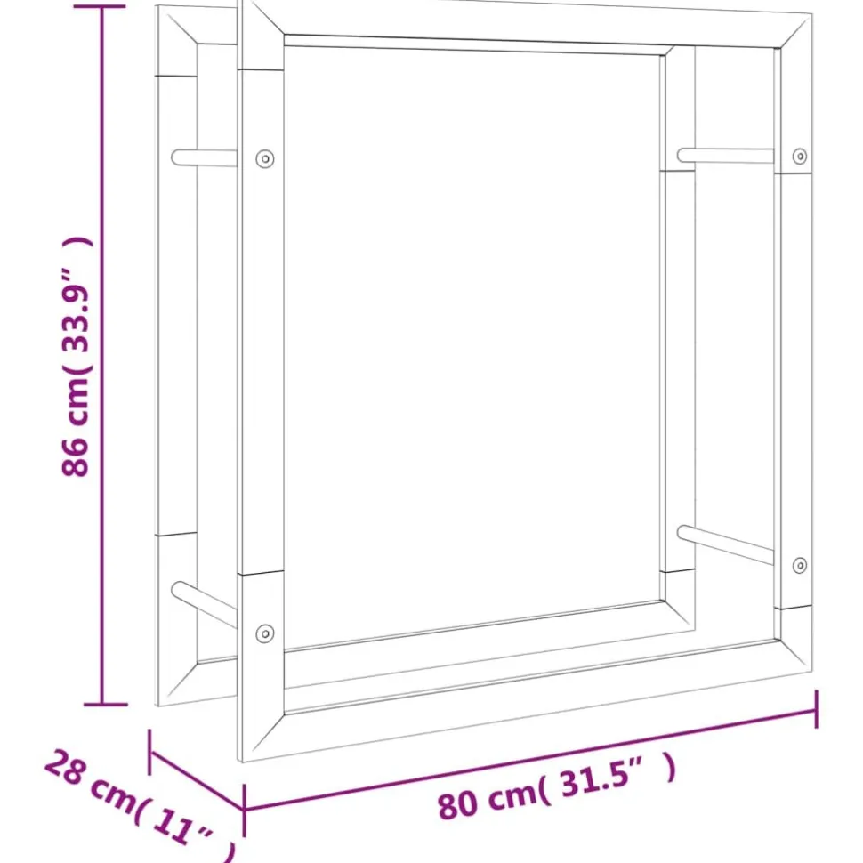 Polttopuuteline 80x28x86 cm ruostumaton teräs