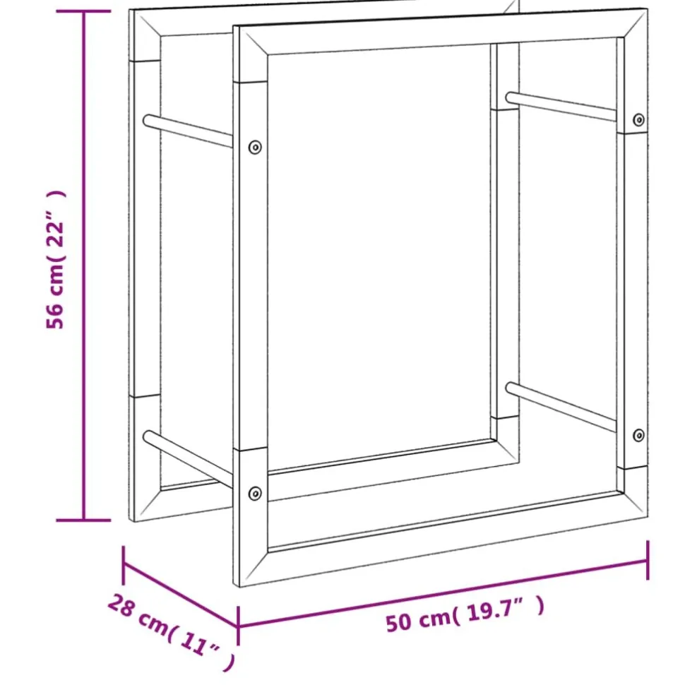 Polttopuuteline 50x28x56 cm ruostumaton teräs