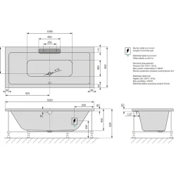 Poreamme Interia Cascata Highline Hydro, 1850x850x450mm, 290l, musta/valkoinen
