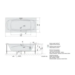 Poreamme Interia Garda Active Hydro-Air, 1900x900x440mm, 240l, valkoinen