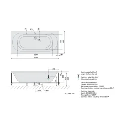 Poreamme Interia Levana Highline Hydro-Air, 1700x800x390mm, 209l, valkoinen