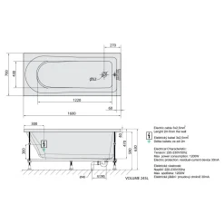 Poreamme Interia Lisa Highline Hydro-Air, 1600x700x470mm, 245l, valkoinen