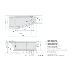 Poreamme Interia Projekta Attraction Hydro, 1600x800x440mm, vasen, 185l, valkoinen