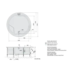 Poreamme Interia Royal Highline Hydro-Air, 1720x1720x490mm, 580l, valkoinen
