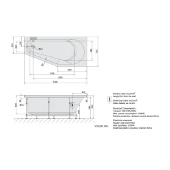 Poreamme Interia Tigra Highline Hydro, 1500x750x460mm, oikea, 180l, valkoinen