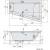 Poreamme Interia Triangl Highline Hydro, 1800x1200x500mm, oikea, 350l, valkoinen