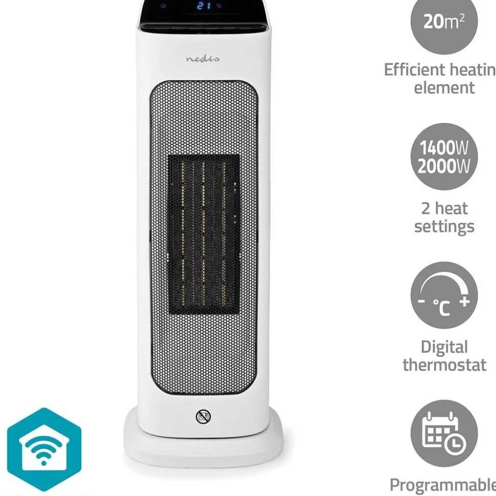 Puhallinlämmitin Nedis HTFA20WTW SmartLife Wi-Fi 2000W valkoinen