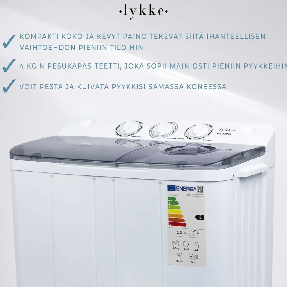 Pulsaattoripesukone Lykke Pro 2000, 4kg