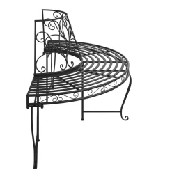 Puolipyöreä puunympäryspenkki 2 kpl Ø 160 cm musta teräs