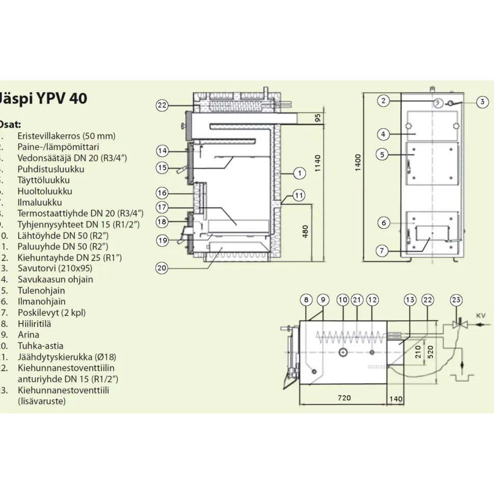 Puukattila Jäspi YPV 40 yläpalo