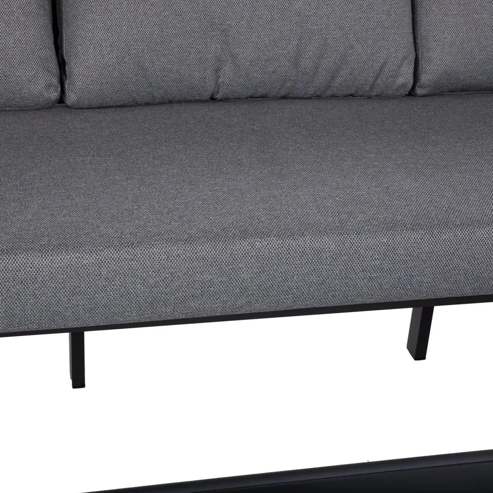 Puutarhakalustesetti Home4You LONA pöytä, sohva ja 2 tuolia, harmaa/musta